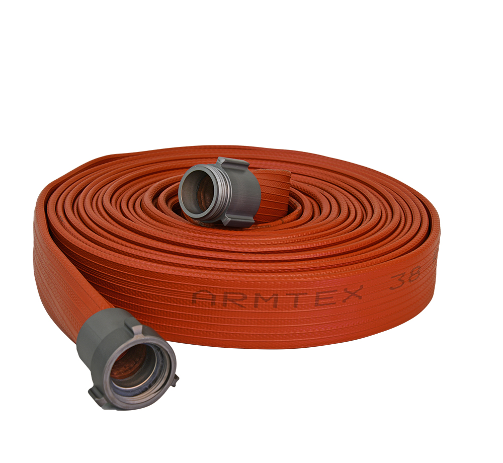 Part Number AO100R025-NP100, Armtex® One™ 25 ft Available Length, 1 in.  Size, and NPSH Coupling Type Red Fire Hose On Kuriyama of America, Inc.