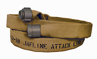 Jafline® 25 ft Available Lengths, 1 1/2 in. Size, and NST Coupling Type Tan Double-Jacket Fire Hose with Polyurethane Lining