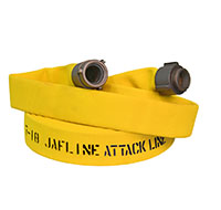 Jafline® 25 ft Available Lengths, 1 1/2 in. Size, and NST Coupling Type Yellow Double-Jacket Fire Hose with Polyurethane Lining